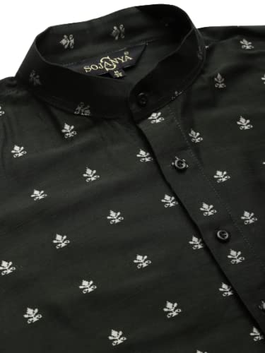 Image of SOJANYA (Since 1958 Men's Pure Cotton Mustard Embroidered Sequined Kurta