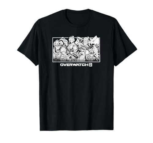 Overwatch 2 Heroes Group Shot Colorless Poster T-Shirt
