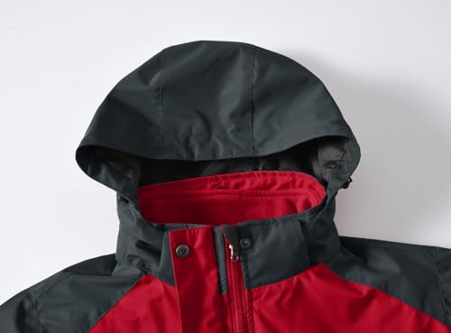 YSENTO Damen 3 in 1 Outdoor Winter Softshell Funktionsjacke mit Fleecejacke wasserdichte Regenjacke Winter Warme Winddichte Übergangsjacke(Rot,M)