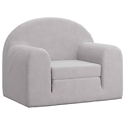 vidaXL Sofá Cama Infantil Felpa Suave Gris Claro