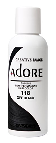 Adore Semi Permanent Hair Color (118 Off Black) | Vegan & Cruelty-Free Black Hair Dye | No Ammonia, No Peroxide, No Alcohol | 4 Fl Oz (Pack of 1)