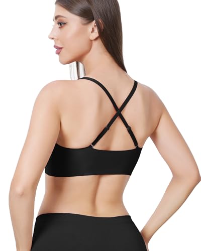 Channo Mujer Sujetador sin Marcas: Licra Cuello en V Invisible Multiuso sin Aros Convertible(Color3 M)