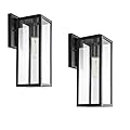 Bestshared Outdoor Wall Sconce Lights,Exterior Wall Lighting Fixtures with Clear Glass, Anti-Rust Modern Black Outside Lantern Lamp for House Front Porch Doorway Patio (Black, 15"-2 Pack)