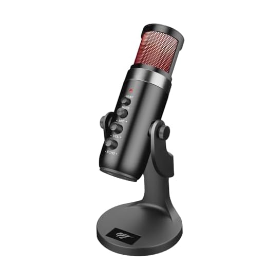 Microfone Condensador RGB Gamer Havit GK59, USB, Omnidirecional, Plug and Play, Anti-Vibração, Botões Mute ECHO e Volume