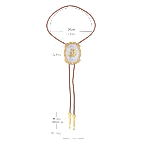 Image of GelConnie Brown Bolo Tie for Men Women Western Ties Mens Gold Bolo Tie Rodeo Cowboy Leather Necktie Cowgirl Tie Wedding