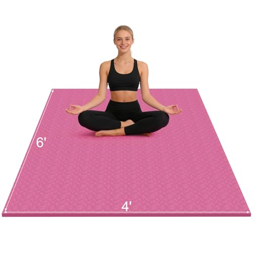 RINREA Large Gymnastics Mat for Gymnastics Bar 6x4 Extra Thick Exercise Mat for Home Gym Workout (Pink)