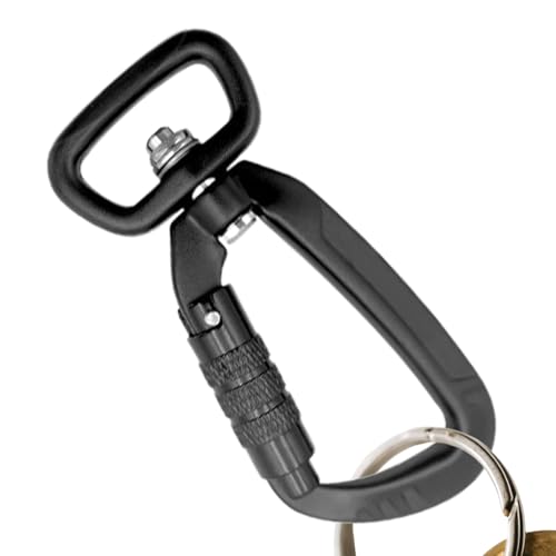 Mosquetón de cinturón de aluminio – Gancho de muelle giratorio a 360° | De tracción 3KN (3,9 x 8,6 cm) – Robusto clip multifuncional para equipos de camping, senderismo, fitness y exterior