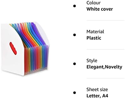 Expanding File Folder, KXF13 Pocket Plastic A4 Concertina Expandable File Organiser Filing Box, Self-Standing Portable Accordion File Folder Home Office Documents Portfolio Folders File Box