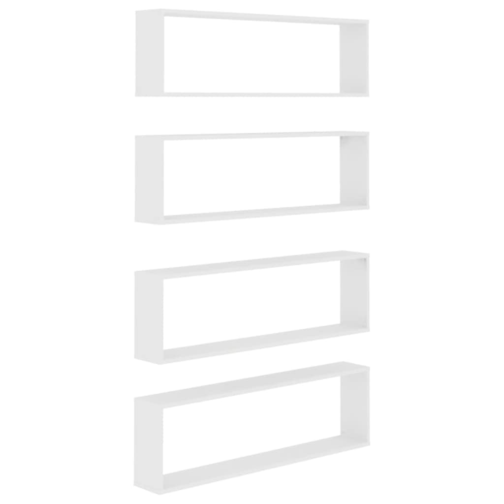 vidaXL 4X Estante Cubo Pared Estantería Colgante CD Libros Coleccionables Fotos Premios Adornos Decoración Librerías Contrachapada Blanco 100x15x30 cm
