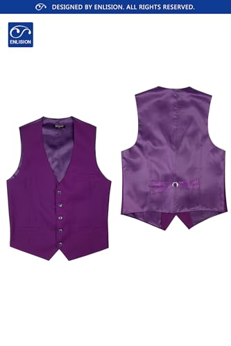 Image of Enlision Men's Suit Vest Business Formal Dress Waistcoat Solid Color Vest for Suit or Tuxedo