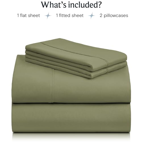 Image of LuxClub Twin XL Sheets - Soft Twin Bed Sheets for-Boys-and-Girls-4 PC Deep Pockets 18 inch Eco Friendly Wrinkle Free-Kids-Fitted Sheets Machine Washable Hotel Bedding Silky Soft - Olive Twin XL