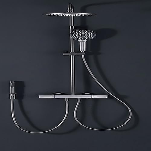Colonne de douche en cuivre gris chic avec pommeau xxl et spray à main réglable LWX