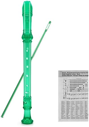 ENGIEGEE 8-Hole Soprano Descant Recorder Kids Music Flute with Cleaning Rod & Case Bag For School Student Home Entertainment Transparent Green
