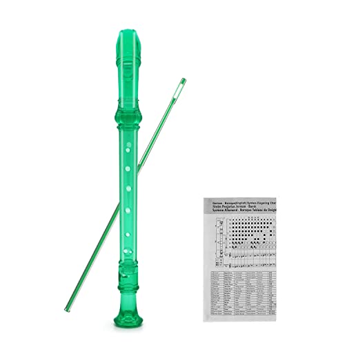 Engiegee 8-Hole Soprano Descant Recorder Kids Music Flute With Cleaning Rod & Case Bag For School Student Home Entertainment Transparent Green #TOP5