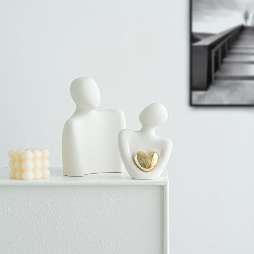 Ceramic Couple Statue - Modern Shelf Decor Knick Knacks for Shelves, Valentine's Day Wedding Gifts, Home Decor for Living Room, Bedroom, Bookshelf & TV Stand (L) - Image 6