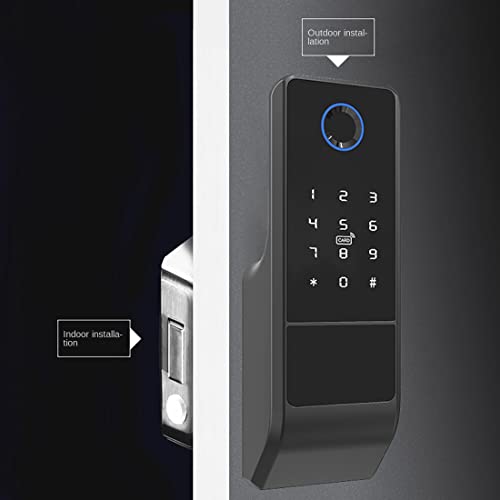 Tuya WiFi Smart Door Lock Digital Password Double Fingerprint Electronic Rim Lock for Outdoor Iron Gate Door Black& Gray