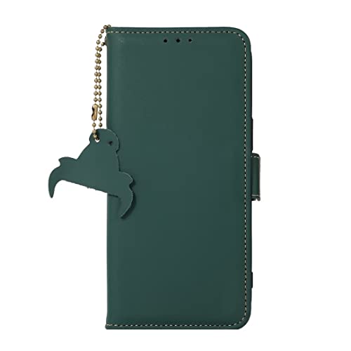 Coque iPhone 14 Plus verte avec porte-carte RFID et clapet