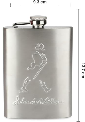 Image of Stainless Steel Hip Flask with Funnel 8 Oz (236 ml) I Engraved Design Wine Whiskey Liquor Flask I Unisex Alcoholic Drinks Holder Pocket Bottle (JW Steel+Funnel)