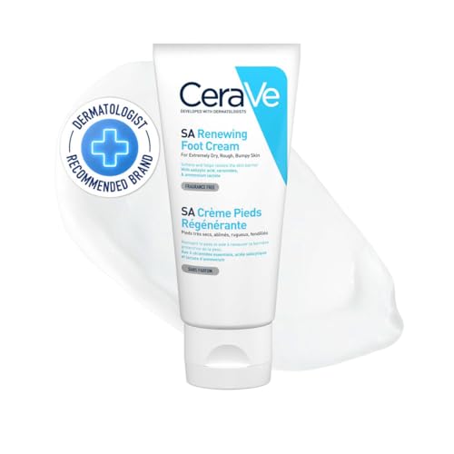 CeraVe SA Renewing Foot Cream 88ml, Moisturiser Cream For Extremely Dry, Rough, Bumpy Skin, Softens & Restores Feet Skin Barrier, Salicylic Acid + Ammonium Lactate + Ceramides, Fragrance Free