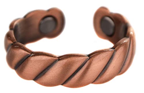 Topt Mag - Anillo celta Inca alianza de cobre con 2 imanes magnéticos para mujer y hombre