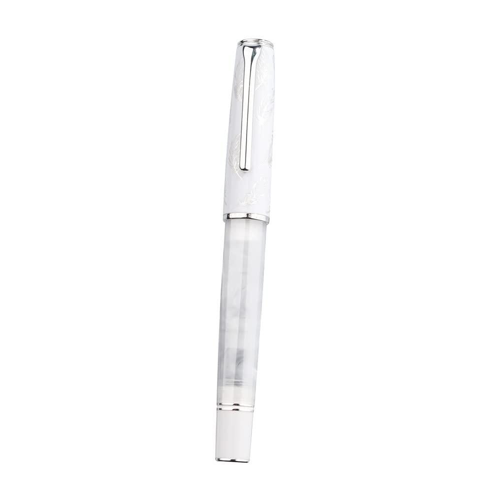 Stylo plume en résine blanche avec convertisseur F/plume pour l'école