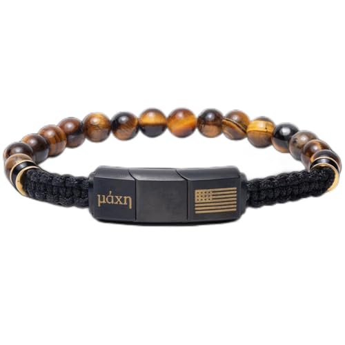 Pulsera de hombre con cuentas Tiger's Eye bandera americana miniatura 1