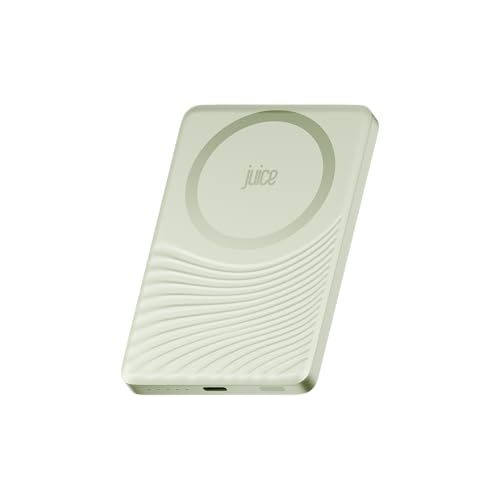 Juice Slim Wavey Power Bank, Paquete de batería magnética de 5000 mAh, Cargador portátil rápido Compatible con MagSafe de 15 W MAX Fast MagSafe, diseño Delgado, para iPhone Air/17/16/15 Series - Sage
