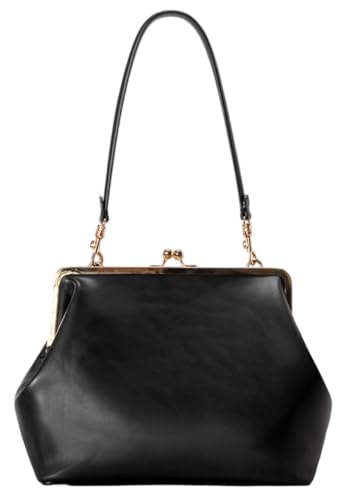 Image of Slouchy Kiss Lock Crossbody Bags Women Crescent KissLock Cross Body Hobo Shoulder Purses Kiss Clasp Hobo Handbags Wallet