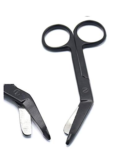 Premium Quality Stainless Steel All Black Fluoride Coated Color Lister Bandage Scissors 4.5