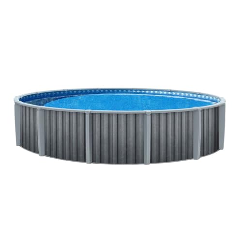 Lake Effect Pools 'Saint Kitts' 21 ft Round Above Ground Swimming Pool | 52 Inch Resin Protected Steel Sided Walls | Bundle Includes: 25 Gauge Overlap Liner & Widemouth Skimmer | Salt Water Friendly