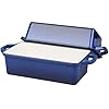 VORRINGARD Enameled Bread Loaf Pan with Lid, 2 in 1 Cast Iron Double Loaf Pan Great for Homemade Bread Baking, Meatloaf, 4 Quart, 10X5.5In, Blue #5