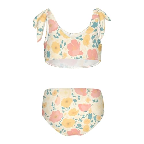 KLL Vibrant Floral Pattern Poppy Girls' 2 Piece Bikini Sets Quick-Dry Beach Bathing Suit Bathing Suit2