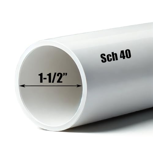 1-1/2 Inch Schedule 40 PVC Pipe – Rigid White PVC Plumbing Pipe for Drainage, Pool & Spa, Cold Water Applications – (1.9 Inch OD, 1.61 Inch ID) (18, Inches)