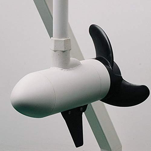 Close-up of the 3-blade propeller and skeg on the trolling motor.