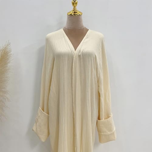 Image of Open Abayas Kimono Muslim Women Cardigan Maxi Dress and pants Set Islamic Clothing Dubai Saudi Robe