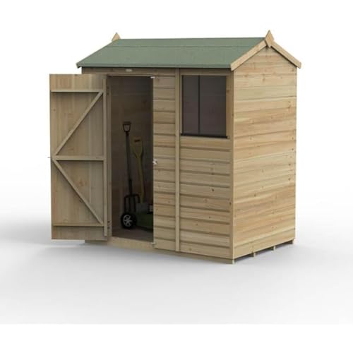 Image of Forest Garden 6x4 Reverse Apex Wooden Shed|1 Window|Shiplap|25Yr Anti-Rot
