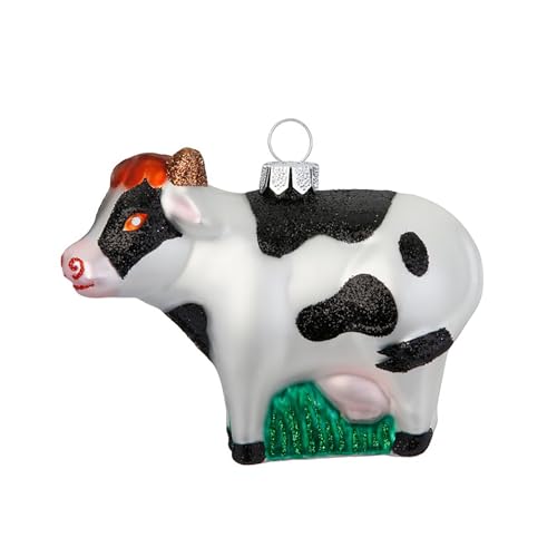 Christbaumschmuck Glas 9cm - Kuh Figur zum Aufhängen - handbemalt -...
