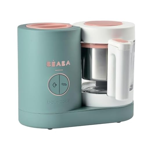 Béaba Babycook Neo 4-In-1 Babyvoeding Bereider, Zachte Stoomkoker, Van Roestvrij Staal, Eucalyptus