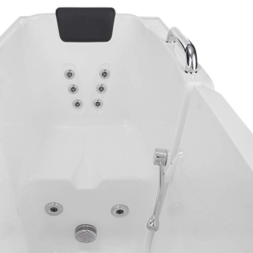 Empava 53 In. Acrylic Whirlpool Walk-In Tub Water Jets Alcove Bathtub With Left Side Door , White #TOP4