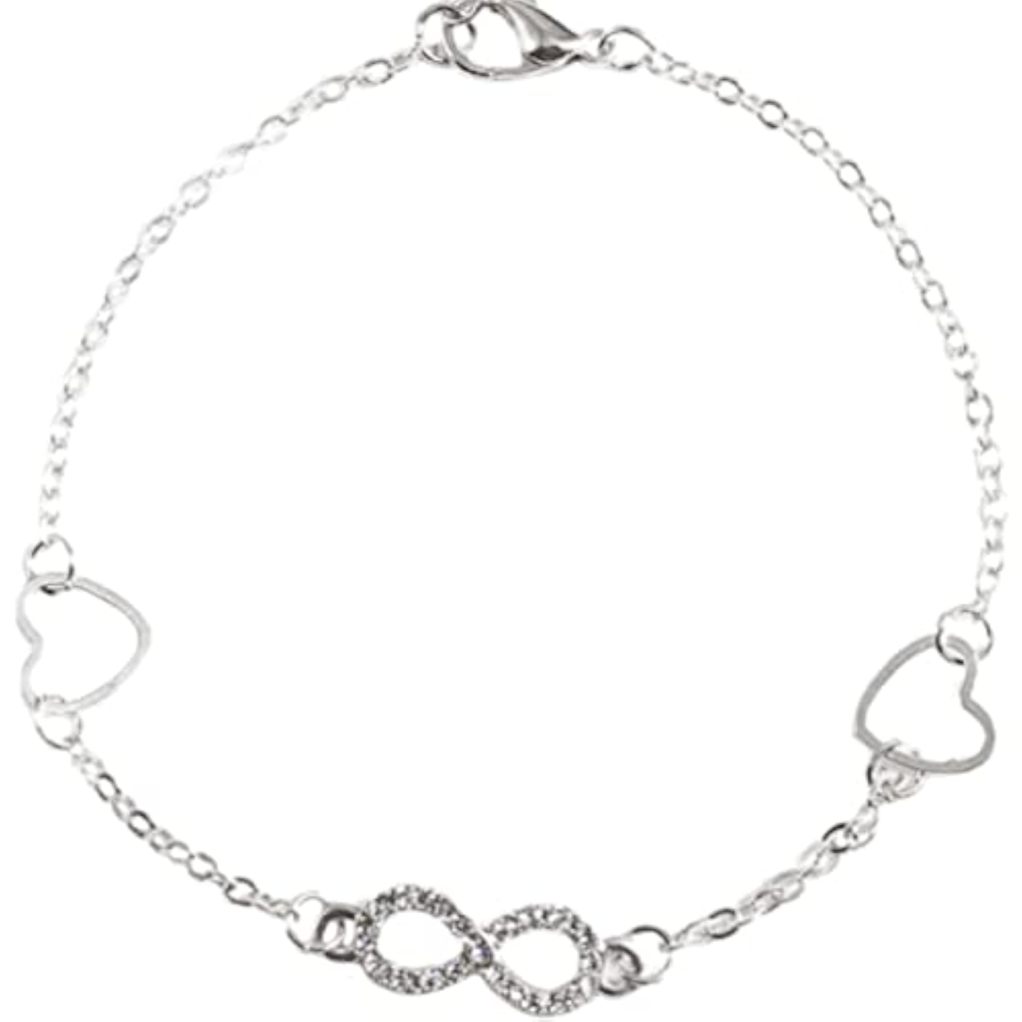Women's Vintage Double Heart Hollow Anklet, Silver