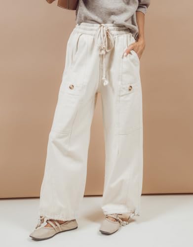 Kedera Women's Wide Leg Jeans High Waisted Pull On Baggy Jeans Cropped Denim Drawstring Pants Casual Joggers2