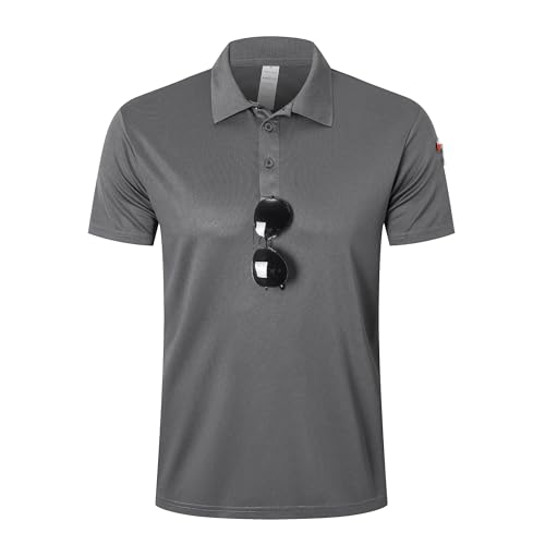 HUAKANG 5 Pack Men's Polo Shirt Short Sleeve Golf Polo Shirts Moisture Wicking Breathable Gym Sport Top for Golf Tennis Work (P533-BNG White DarkGrey-2XL) - Image 2