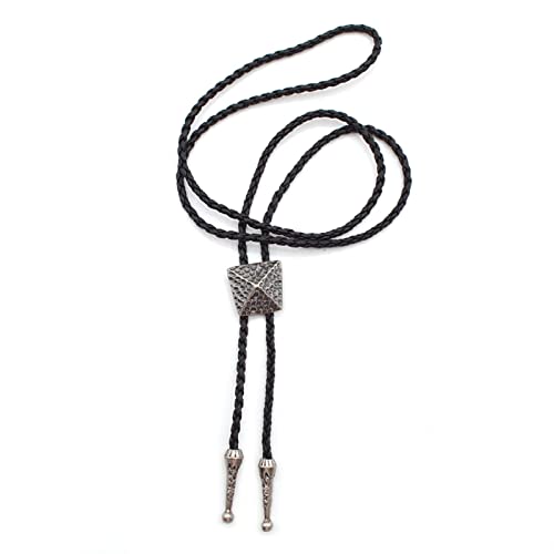 Cravate Bolo pour Homme en cuir tressé et pyramide vintage style western