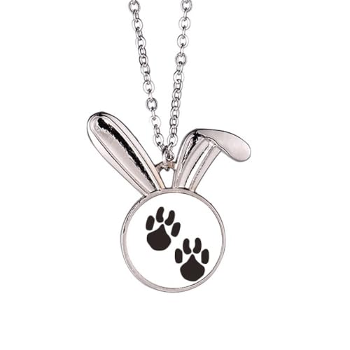 Collier lapin imprimé animal mignon en acier ajustable pour femme