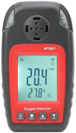 Front view of the WT8821 Oxygen Detector showing the display and control buttons