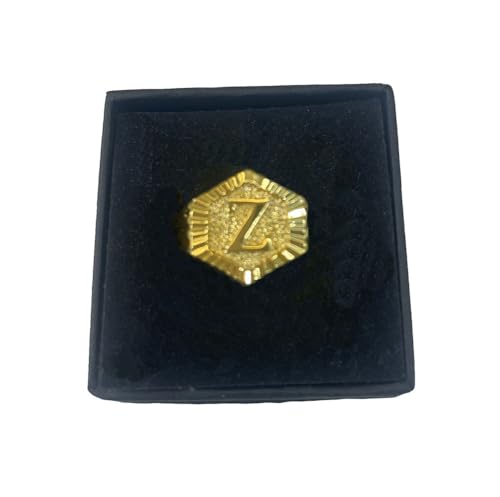 Image of 18k gold plated brass Hexagon shape initial ring already sized ring