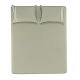 Karsten Jogo de Cama Noah Verde Chá e Branco Casal 100% Algodão 160 Fios 3 Peças