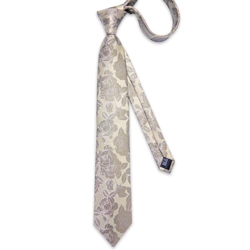 Image of DiBanGu Mens Paisley Tie Sets Silk Jacquard Woven Floral Necktie and Pocket Square Cufflinks Wedding Business Party