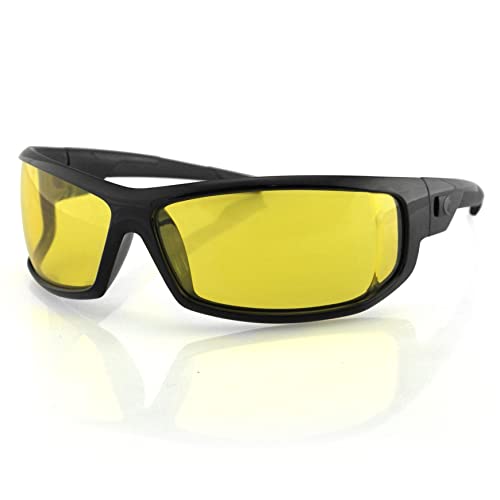 Bobster AXL EAXL001Y Wrap Sunglasses,Black Frame/Yellow Lens,One Size