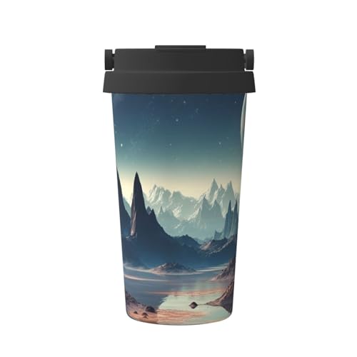 El Mejor Listado de Marciano Tumblr - los preferidos. 46 FHEBNDS - Vaso de 16 onzas con tapa abatible y asa, taza de café aislada de acero inoxidable, tazas térmicas al vacío de doble pared, taza de viaje de Alien Planet a prueba de...